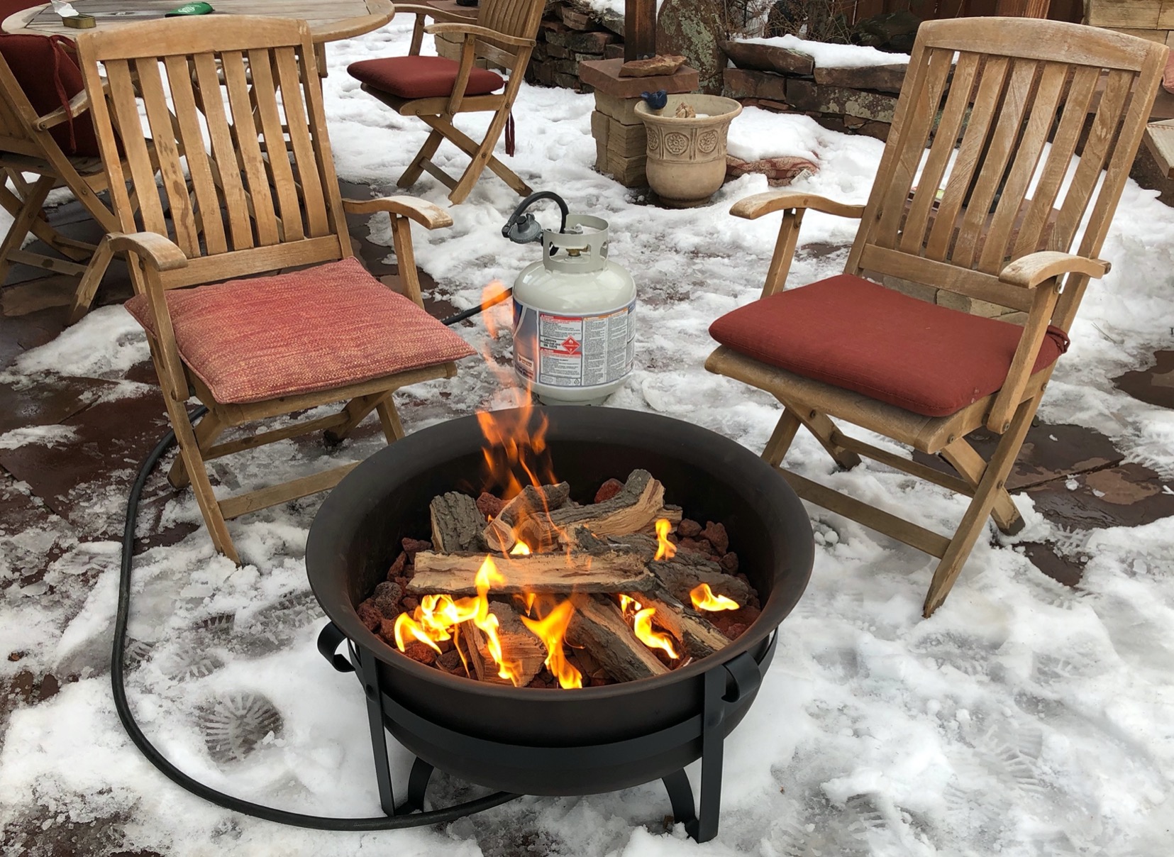 Sunnydaze 29-Inch Cauldron Wood-Burning Outdoor Fire Pit for Patio and Backyard - Round Steel Outside Firepit Bowl with Cover, Removable Ash Pan, Spark Screen, and Poker Tool - Dark Bronze Finish customer photo 1