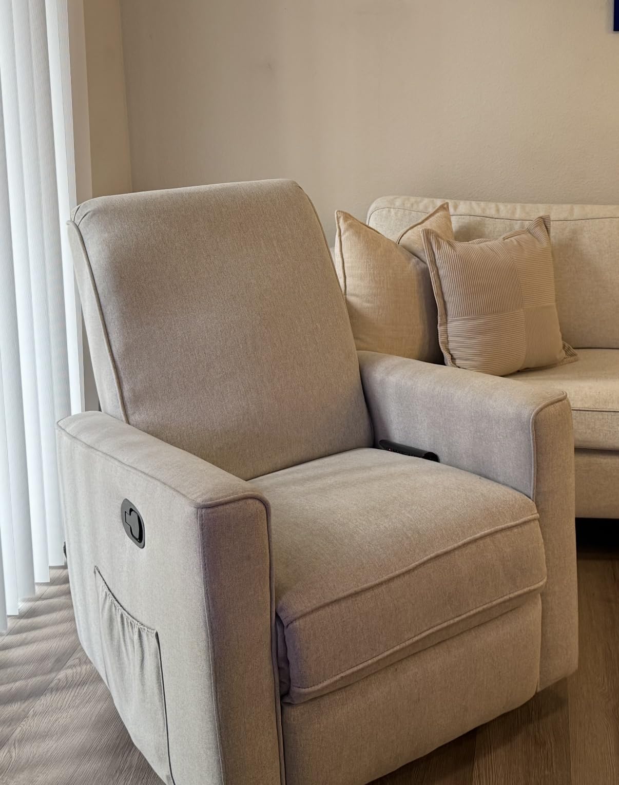 Evolur Raleigh Upholstered Manual Glider Recliner - Rocking & 360 Swivel with Smooth Glide customer photo 1