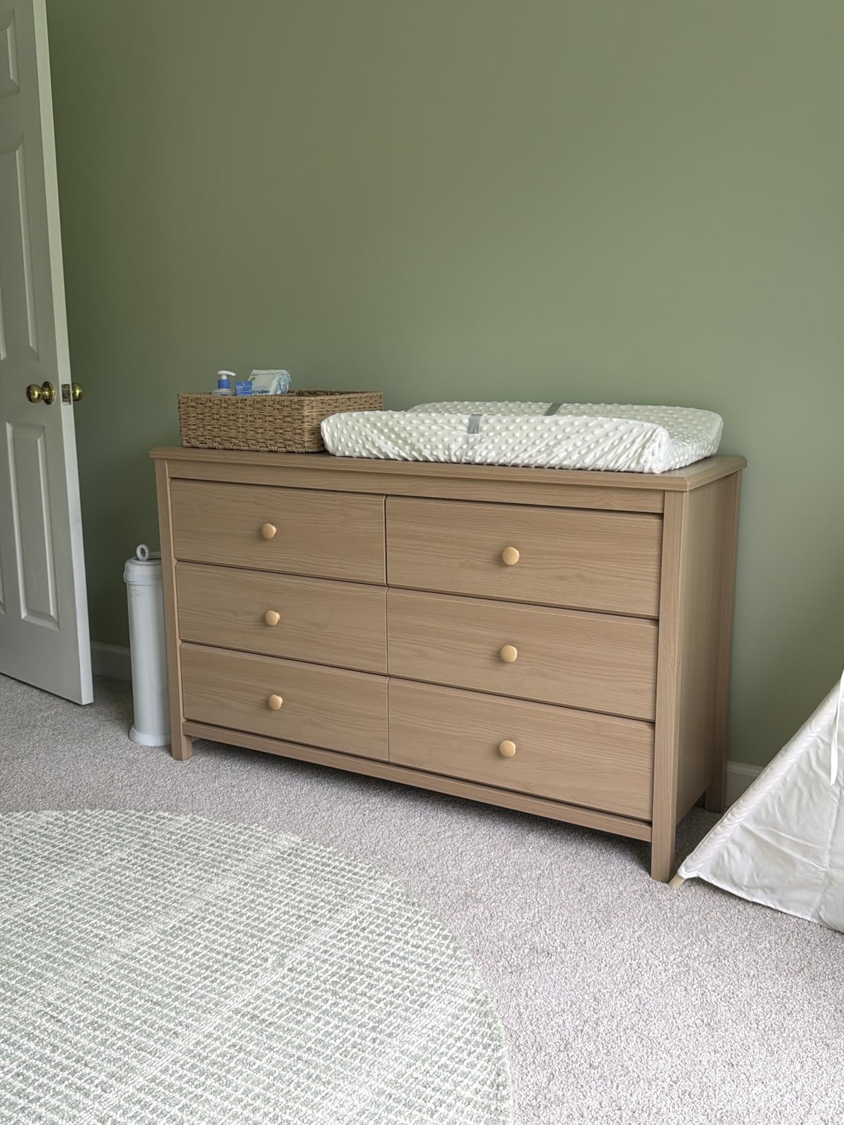 Storkcraft Alpine 2 Drawer Changing Table Chest (White) - Attached Changing Table Topper Fits Any Standard-Size Baby Changing Pad, 2 Drawers, 2 Shelves for Extra Nursery Storage, Easy to Assemble customer photo 1