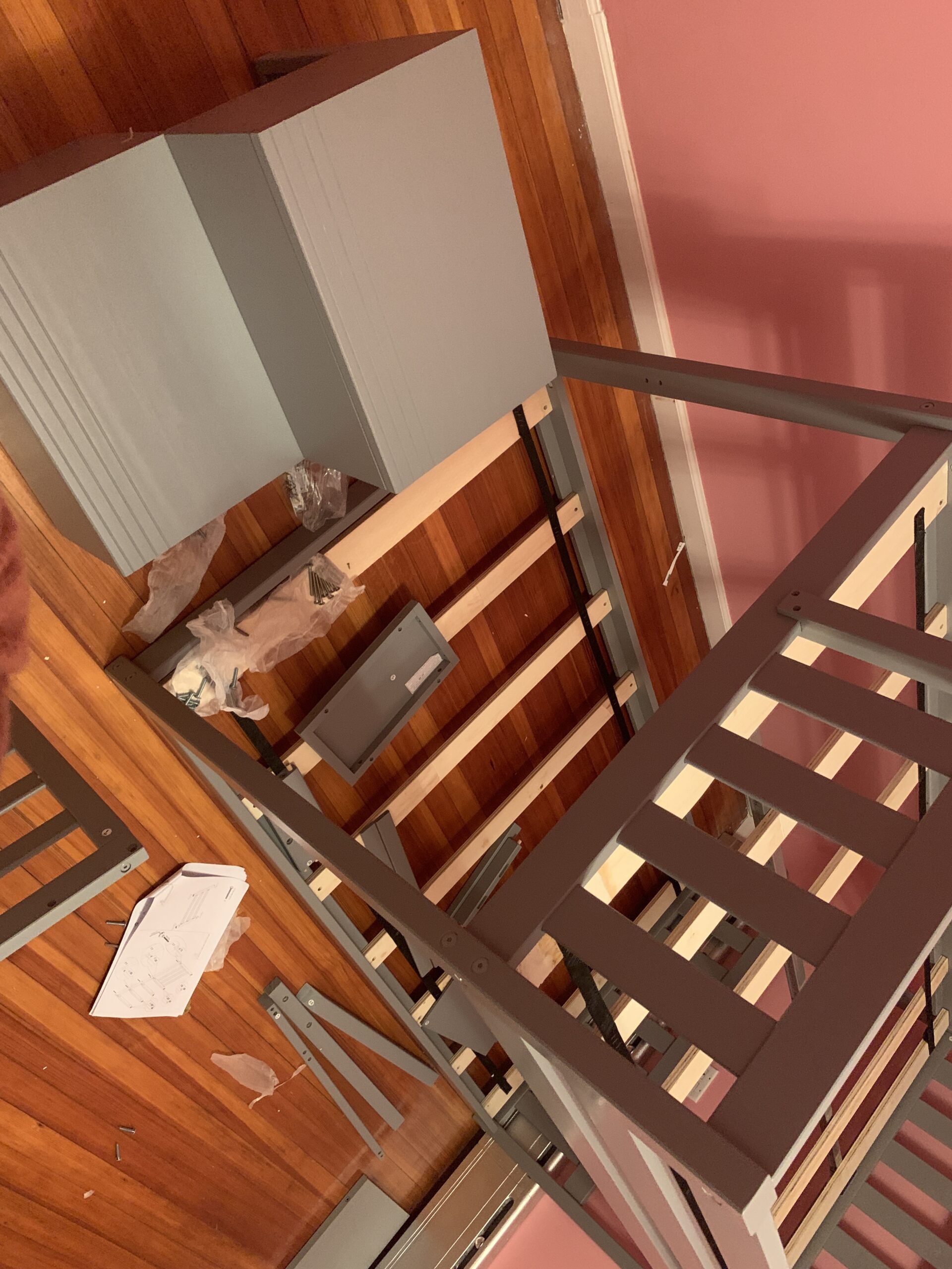 Max & Lily Low Bunk Bed, Twin-Over-Twin Bed Frame For Kids With Stairs, Clay customer photo 2