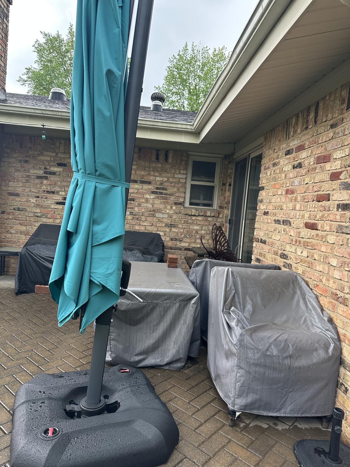 PURPLE LEAF 9' X 11.5' Patio Umbrella Outdoor Cantilever Rectangle Umbrella Aluminum Offset Umbrella with 360-degree Rotation for Garden Deck Pool Patio, Beige customer photo 2