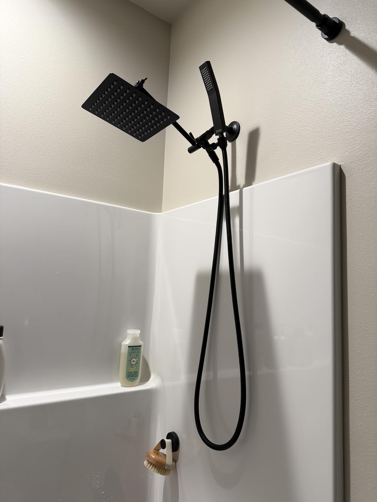 G-Promise All Metal 8 Inch Dual Square Shower Head with Handheld Spray Combo, Rain Shower Head, Adjustable Extension Arm, Smooth 3-Way Diverter, 71 Inch Extra Long Hose - Chrome customer photo 1