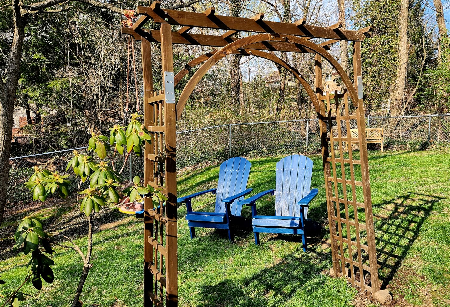 YEFU Adirondack Chair Weather Resistant: Outdoor Chair HIPS Plastic Adirondack Chairs - Patio Chairs with Cup Holder & Wood Texture - Lawn Fire Pit Deck Porch Garden Chairs for Adults (Blue) customer photo 2