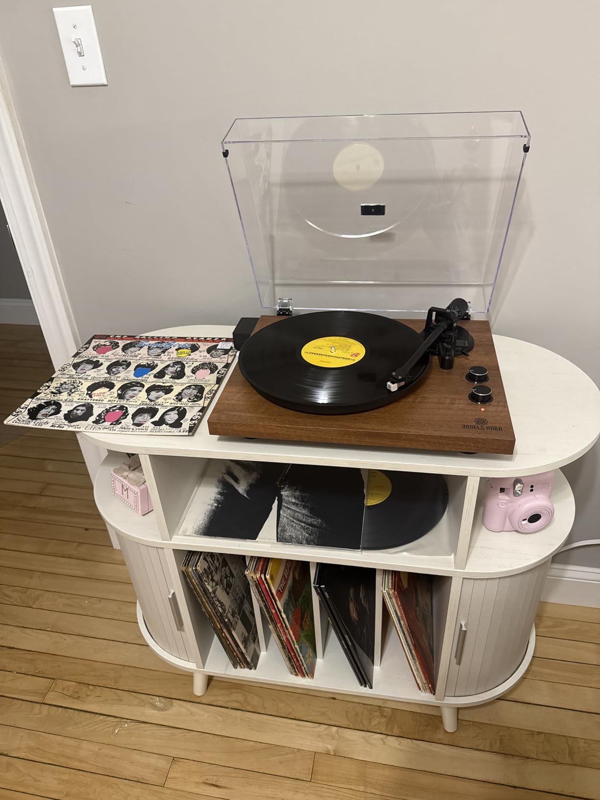 ANGELS HORN Vinyl Record Player, Hi-Fi System Bluetooth Turntable Players with Stereo Bookshelf Speakers, Built-in Phono Preamp, Belt Drive 2-Speed, Adjustable Counterweight, AT-3600L customer photo 1