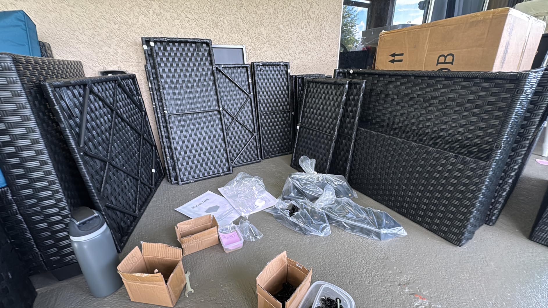 Rattaner Patio Wicker Furniture Set 6 Pieces Outdoor HDPE Wicker Conversation Couch Sectional Chair Sofa Set with Grey Cushions customer photo 1