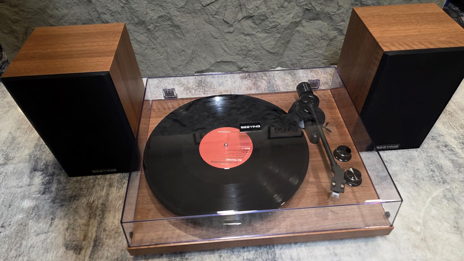Record Player Vinyl Bluetooth Turntable with 36 Watt Stereo Bookshelf Speakers, Hi-Fi System with Magnetic Cartridge, USB Recording and Auto Stop customer photo 1