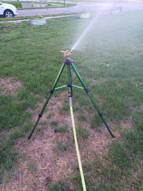 Biswing Impact Sprinkler Head on Tripod Base, Heavy Duty Lawn Sprinklers, 360 Degree Large Area Irrigation, Metal Sprinkler Nozzle & Solid Alloy Metal Extension Legs Flip Locks, 2 Pack customer photo 2