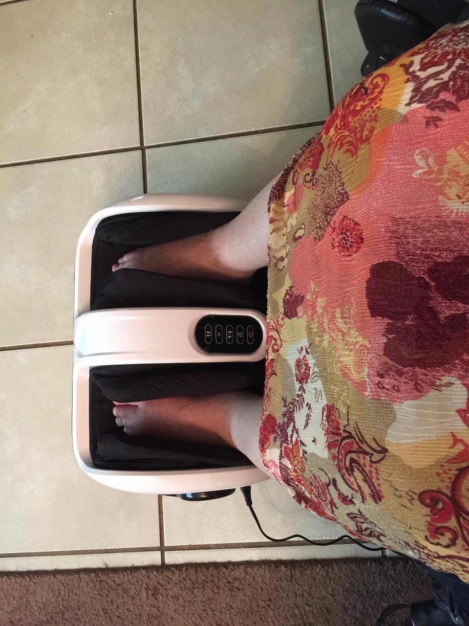 Cloud Massage Shiatsu Foot Massager with Heat - Deep Kneading & Compression, Adjustable Intensity, Multi-Mode Leg and Foot Massager with Remote Control, Anti-Slip Base - Standard Size, White customer photo 2