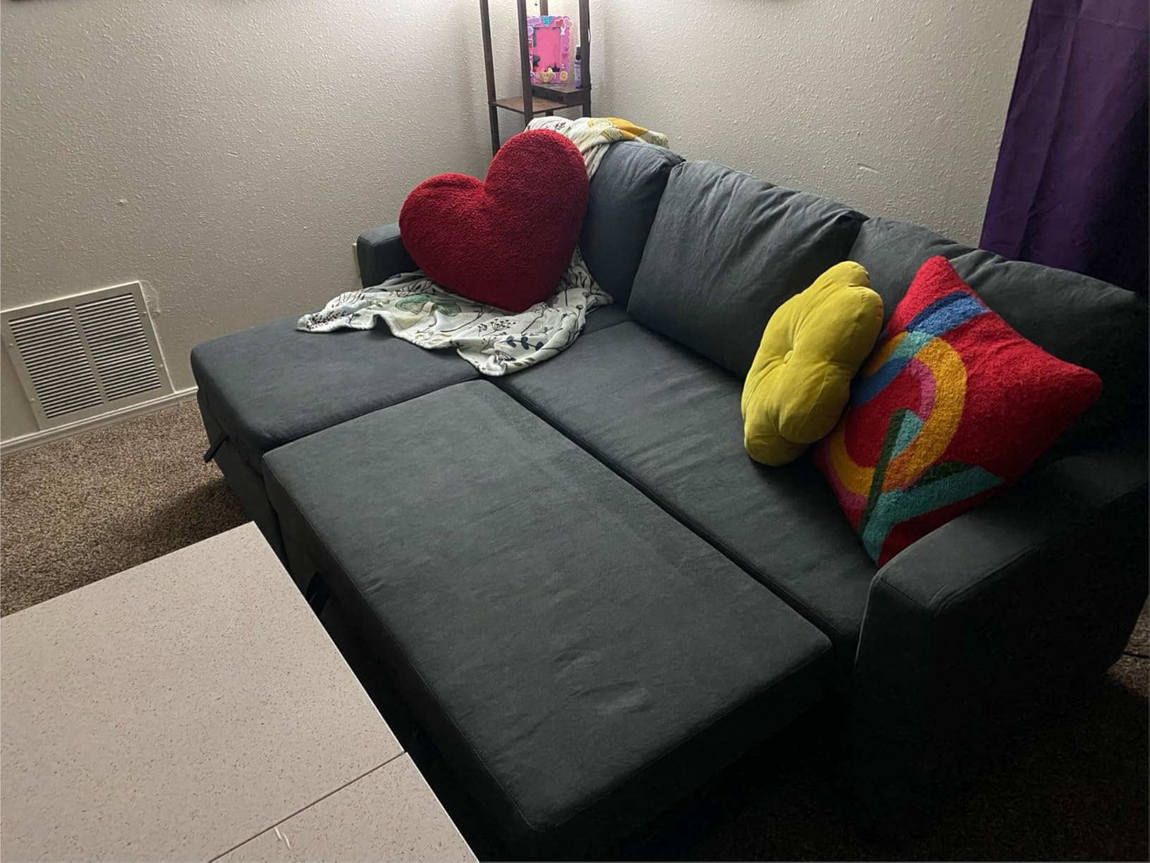 Yaheetech Sectional Sofa L-Shaped Sofa Couch Bed w/Chaise & USB, Reversible Couch Sleeper w/Pull Out Bed & Storage Space Living Room Dark Gray customer photo 1