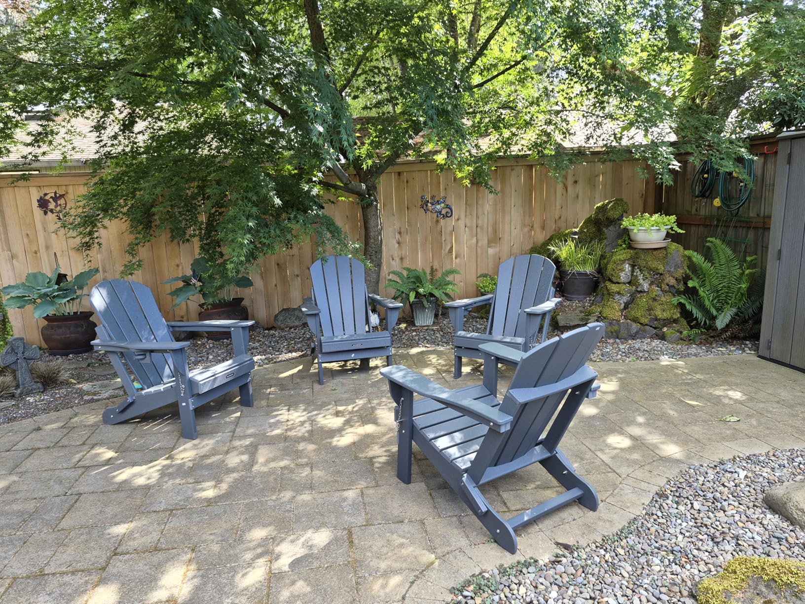 MUCHENGHY Folding Adirondack Chairs, Patio Chairs, Lawn Chairs, Outdoor Chair, Adirondack Chair Plastic, Fire Pit, Weather Resistant with Cup Holder for Deck, Backyard, Garden(Gray) customer photo 1
