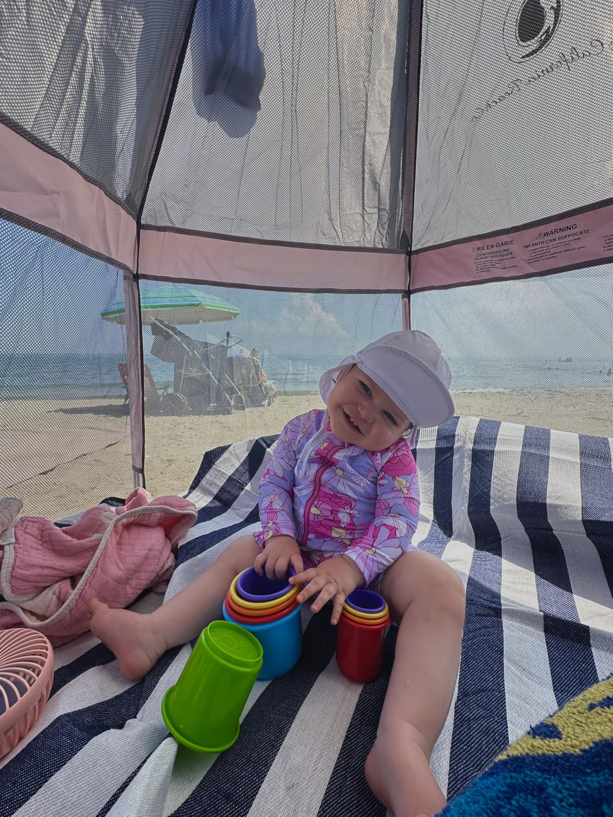POP 'N GO PLAYPEN - Indoor & Outdoor Baby Playpen for Babies and Toddlers - Baby Beach Tent, Foldable, Portable W/Canopy, Travel Bag, & Mosquito Net (Warm Ivory) customer photo 1