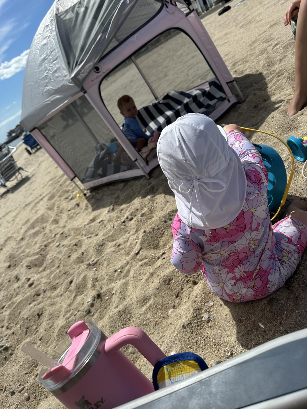 POP 'N GO PLAYPEN - Indoor & Outdoor Baby Playpen for Babies and Toddlers - Baby Beach Tent, Foldable, Portable W/Canopy, Travel Bag, & Mosquito Net (Warm Ivory) customer photo 2