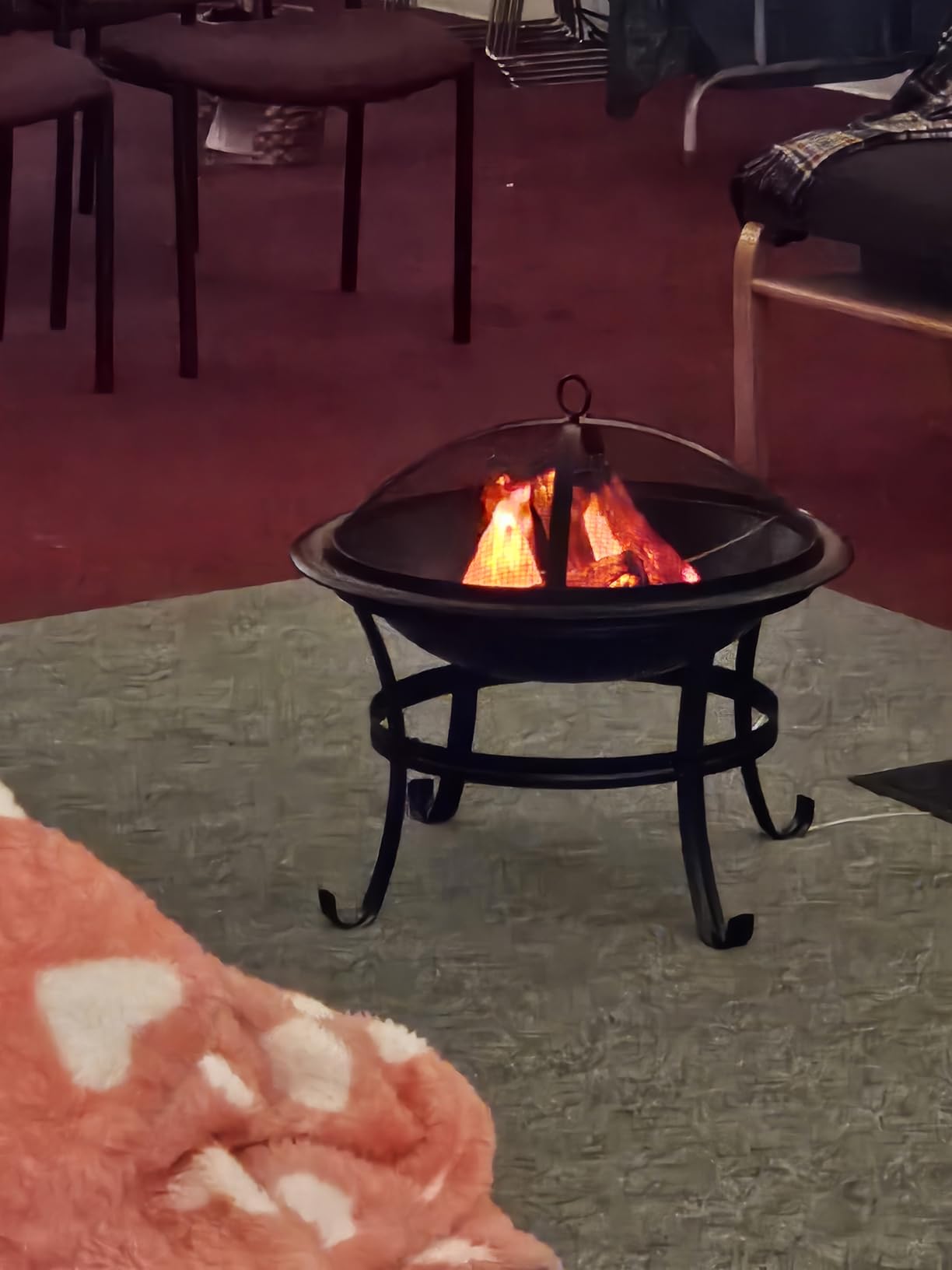 Gas One 22 in Outdoor Wood Burning Fire Pit with Mesh Lid and Fire Picker - Durable Alloy Steel Fire Pits for Outside customer photo 1
