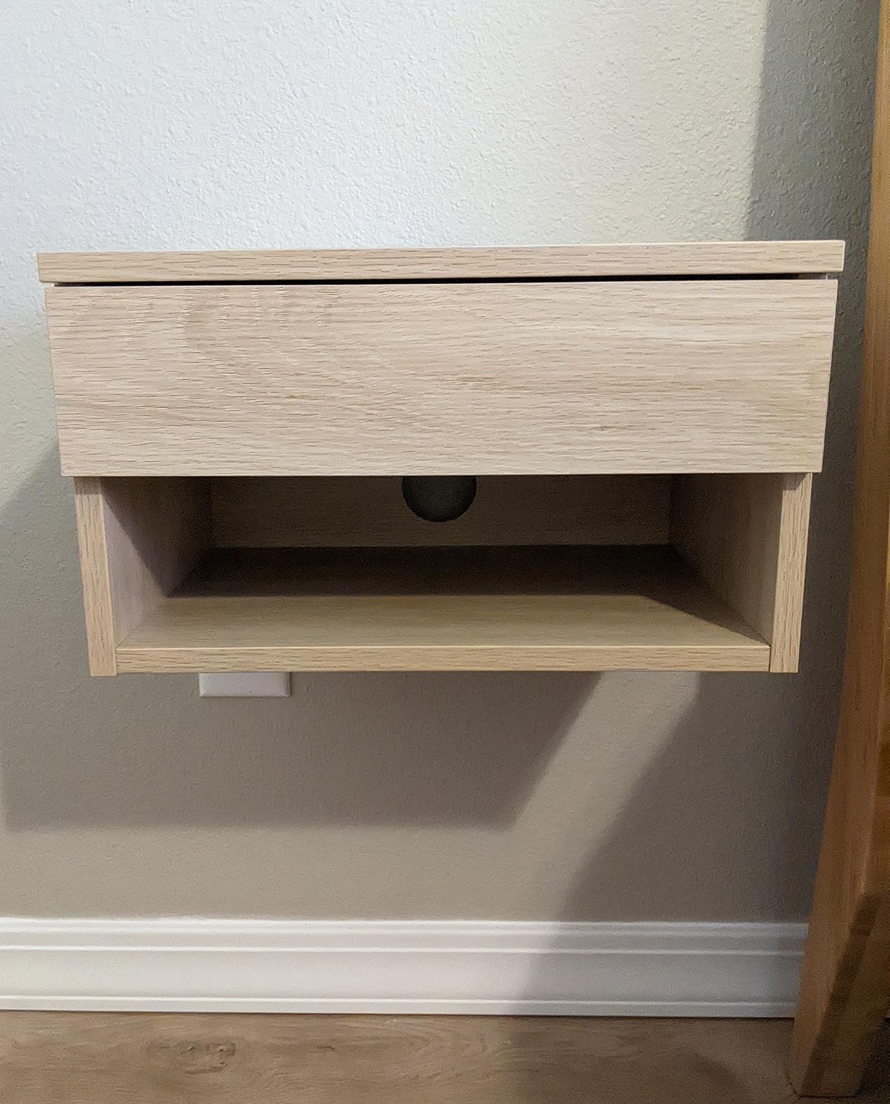 Nathan James Jackson Wall Mounted Floating Bedroom Nightstand with Storage Drawer and Modern Open Shelf Cubby, White customer photo 1