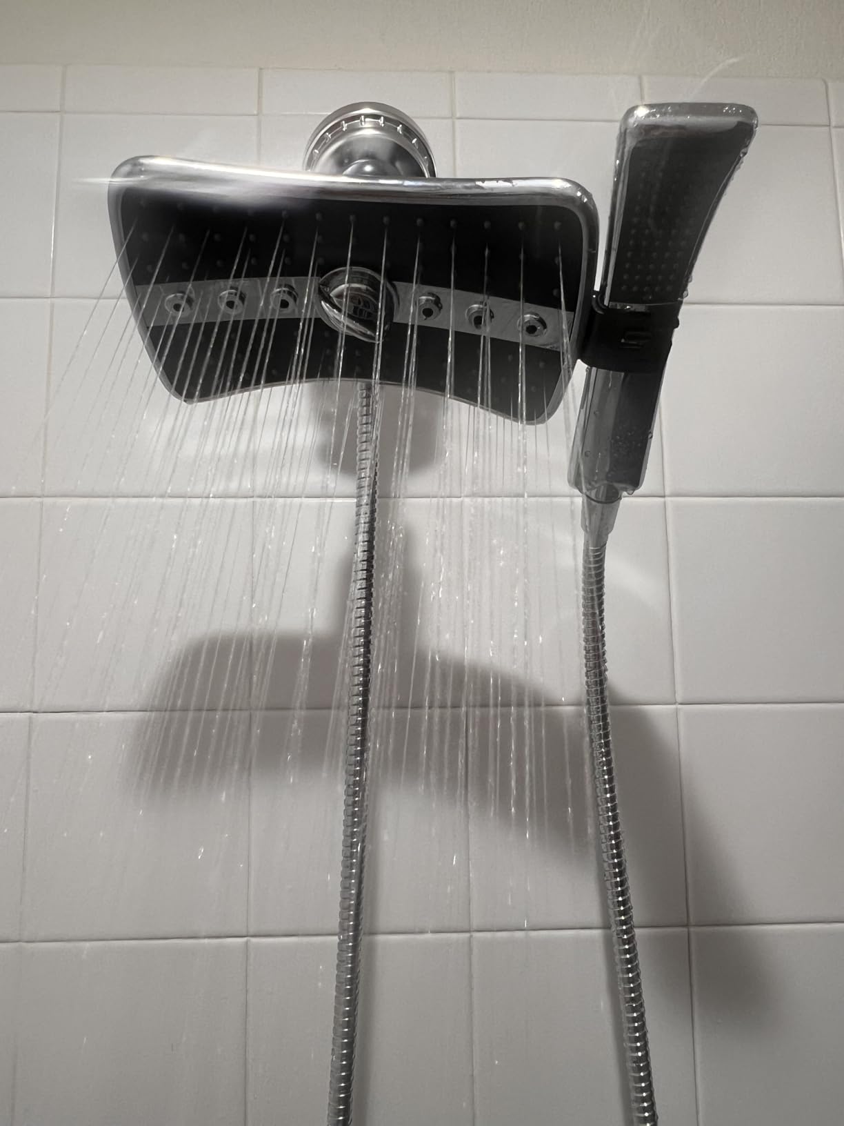 BRIGHT SHOWERS High Pressure Dual Shower Head Combo, Handheld Showerhead Rainfall Shower Head Combo with Black Face, 60 Inch Long Stainless Steel Shower Hose, Chrome customer photo 2