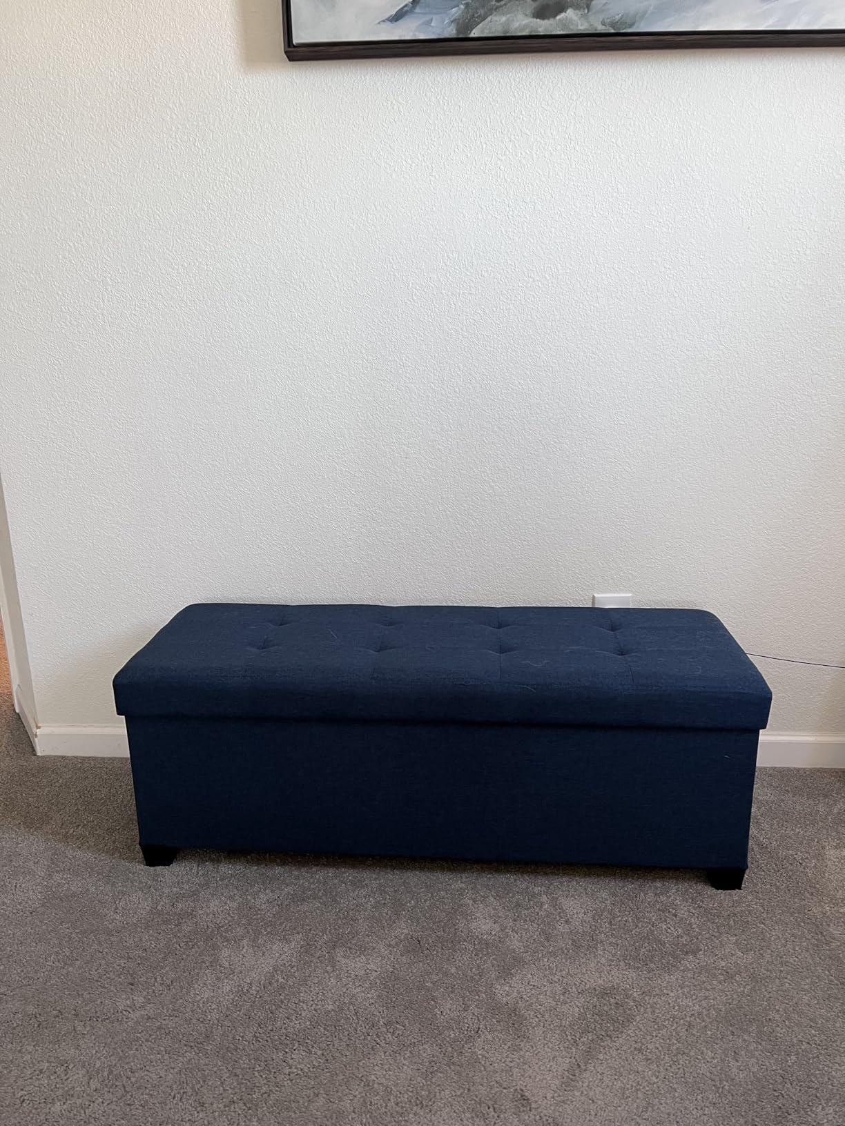 SONGMICS Storage Ottoman Bench, Foldable Foot Rest with Legs, 15 x 43 x 15.7 Inches, End of Bed Bench, Storage Chest, Load up to 660 lb, for Living Room, Bedroom, Entryway, Slate Gray ULSF018G01 customer photo 2