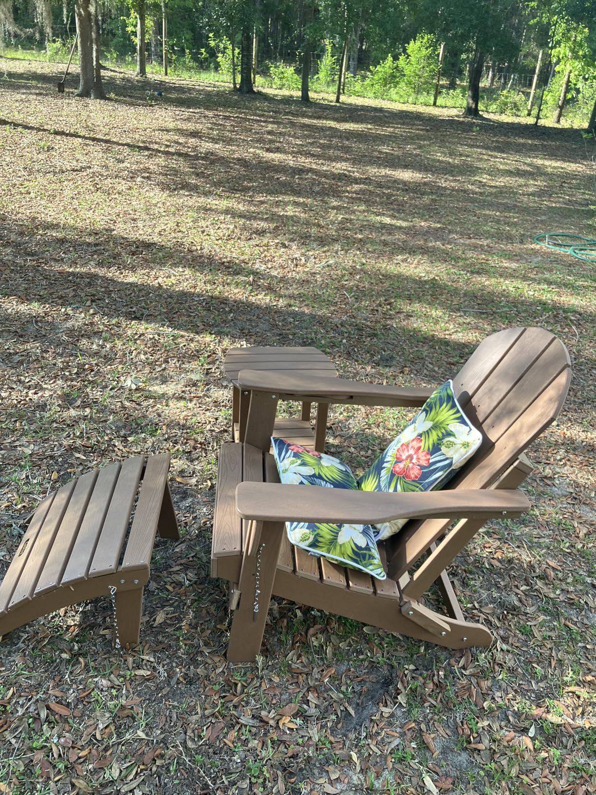 Ciokea Folding Adirondack Chair Wood Texture, Patio Adirondack Chair Weather Resistant, Plastic Fire Pit Chair with Cup Holder, Lawn Chair for Outdoor Porch Garden Backyard Deck (Teak) customer photo 1