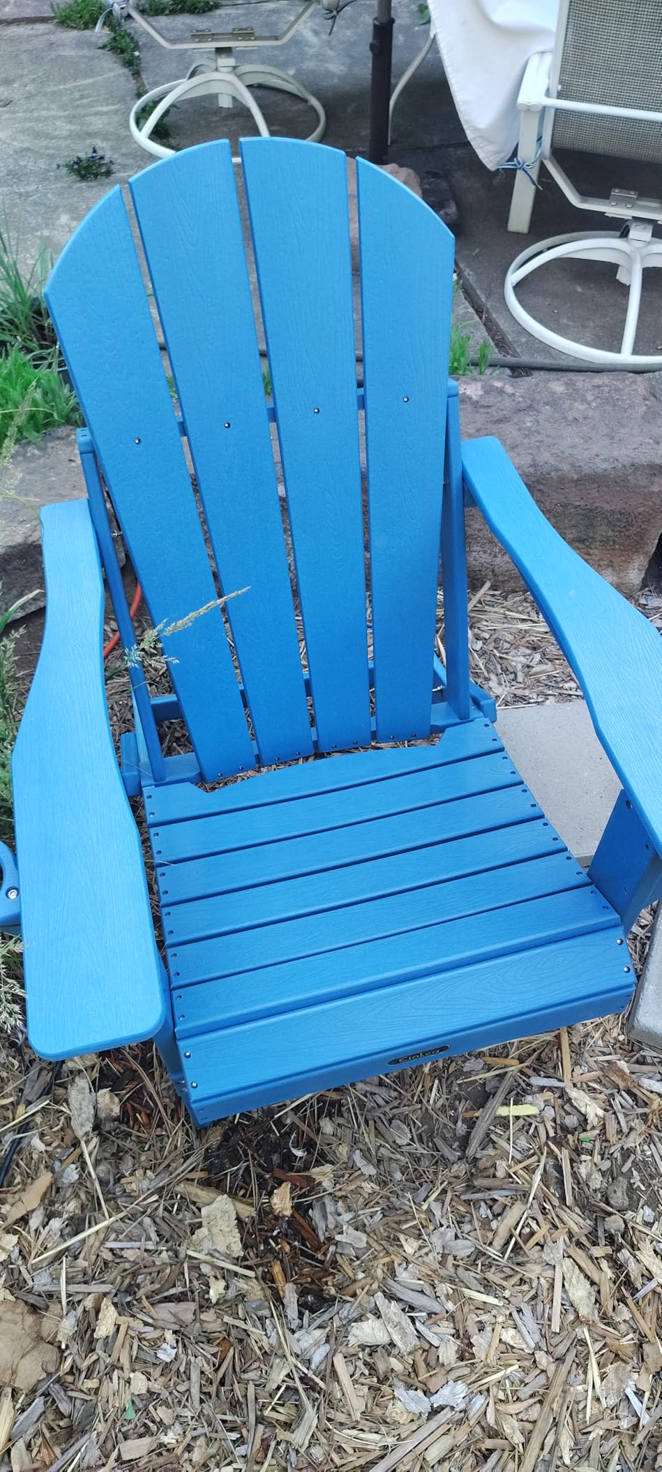 Ciokea Folding Adirondack Chair Wood Texture, Patio Adirondack Chair Weather Resistant, Plastic Fire Pit Chair with Cup Holder, Lawn Chair for Outdoor Porch Garden Backyard Deck (Teak) customer photo 2