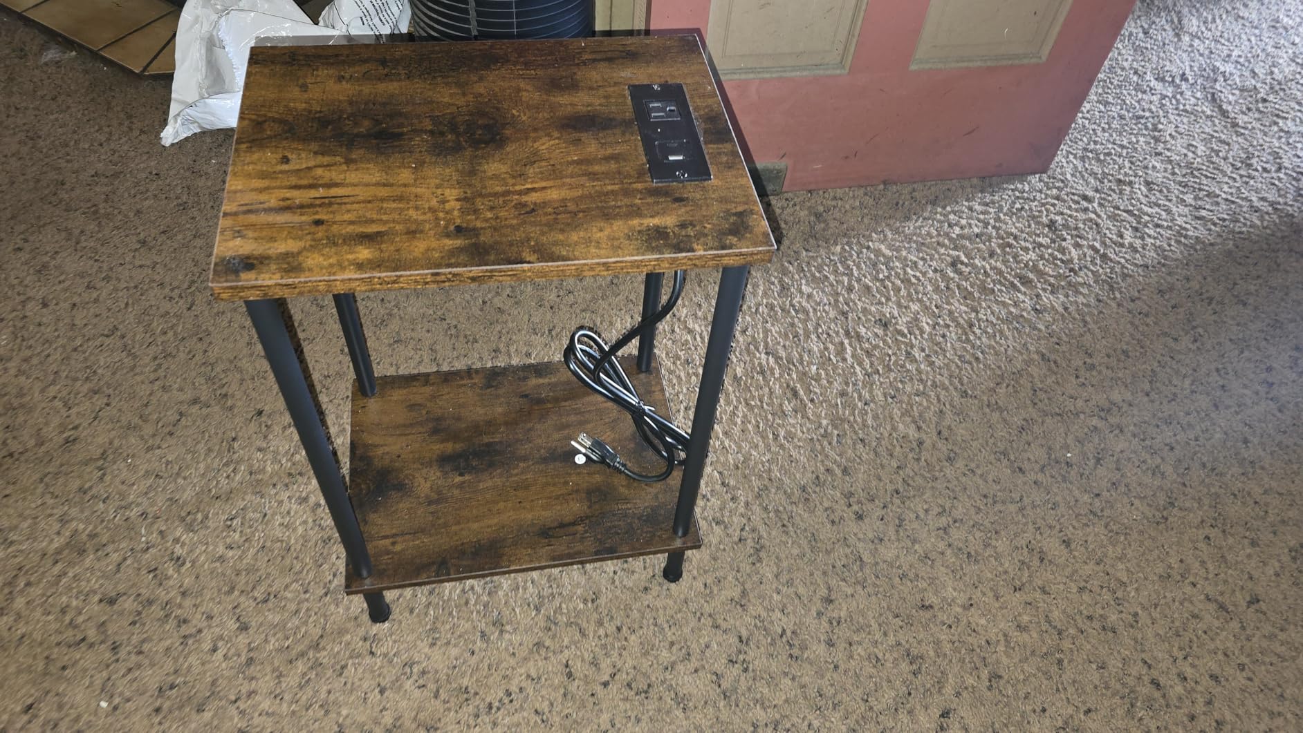 HOOBRO Side Table with Charging Station, Small End Table with USB Port and Outlet, Nightstand with 2-Layer Storage Shelves for Small Spaces, Living Room, Bedroom, Stable Frame, Rustic Brown BF09UBZ01 customer photo 2