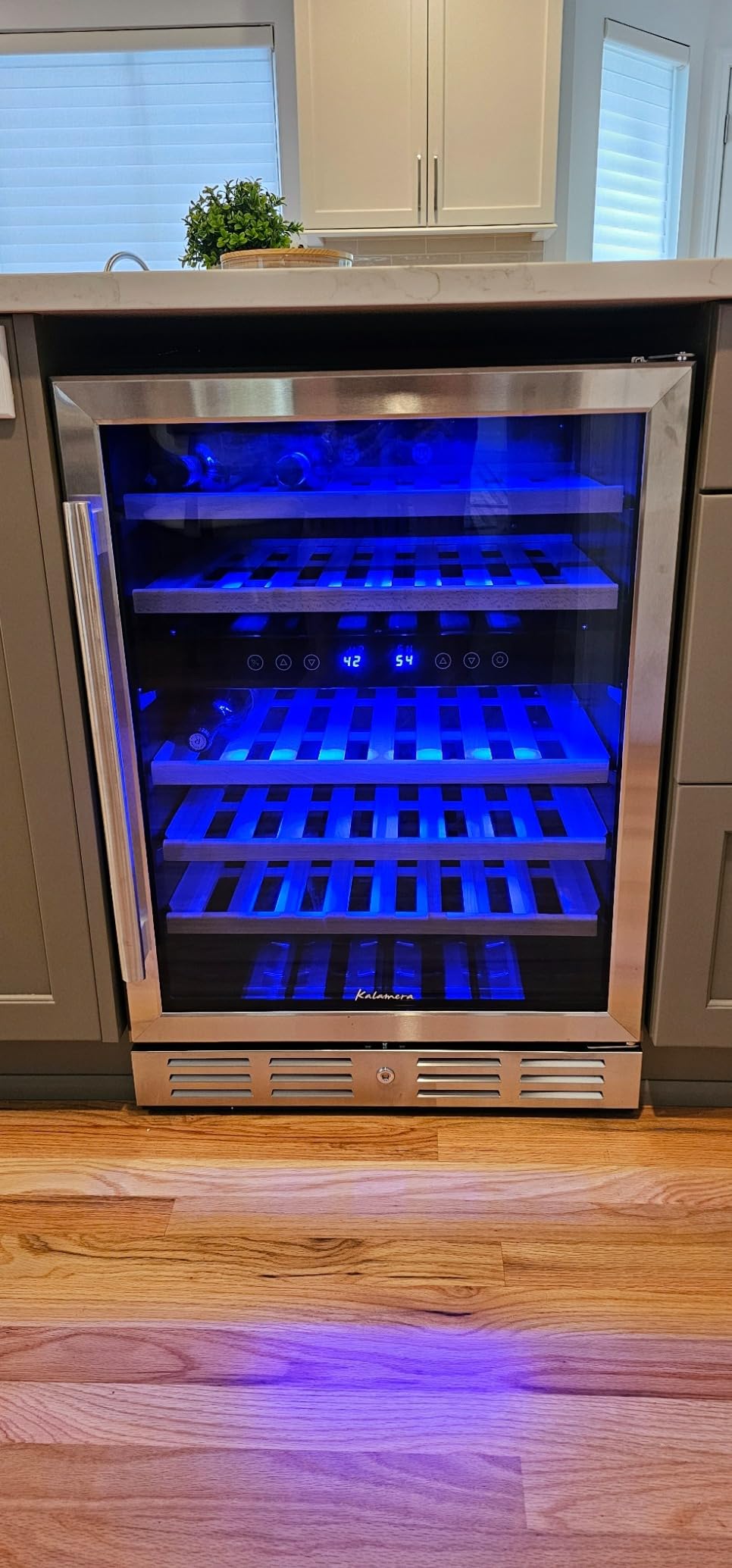 Kalamera 24 inch Wine Cooler, 37 Bottle - Dual Zone Built-in or Freestanding Fridge with Stainless Steel Reversible Glass Door customer photo 1