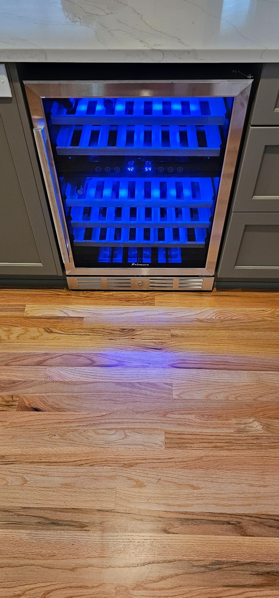 Kalamera 24 inch Wine Cooler, 37 Bottle - Dual Zone Built-in or Freestanding Fridge with Stainless Steel Reversible Glass Door customer photo 2