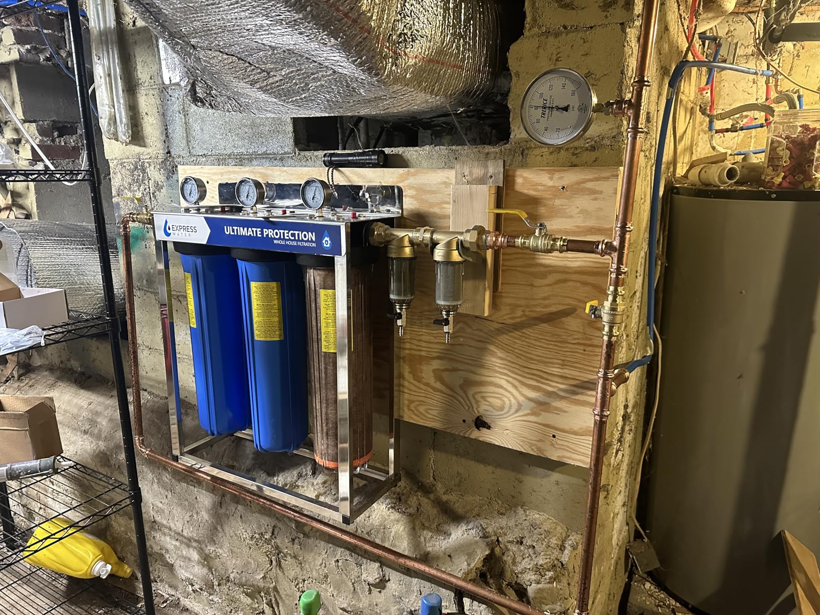 Express Water 3-Stage Whole House Water Filter System, Reduces Heavy Metals, Scale, Chloramine, Chlorine, PFAs, Lead & Arsenic, Free-standing Stainless Steel Frame & 3 Pressure Gauges customer photo 2
