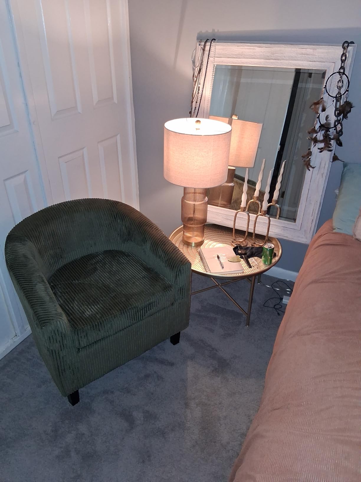 Yaheetech Accent Chair and Ottoman Set, Modern Fuzzy Sherpa Barrel Chair and Footrest, Comfy Boucle Armchair and Footstool for Living Room/Bedroom/Reading Room/Guestroom, Ivory customer photo 2