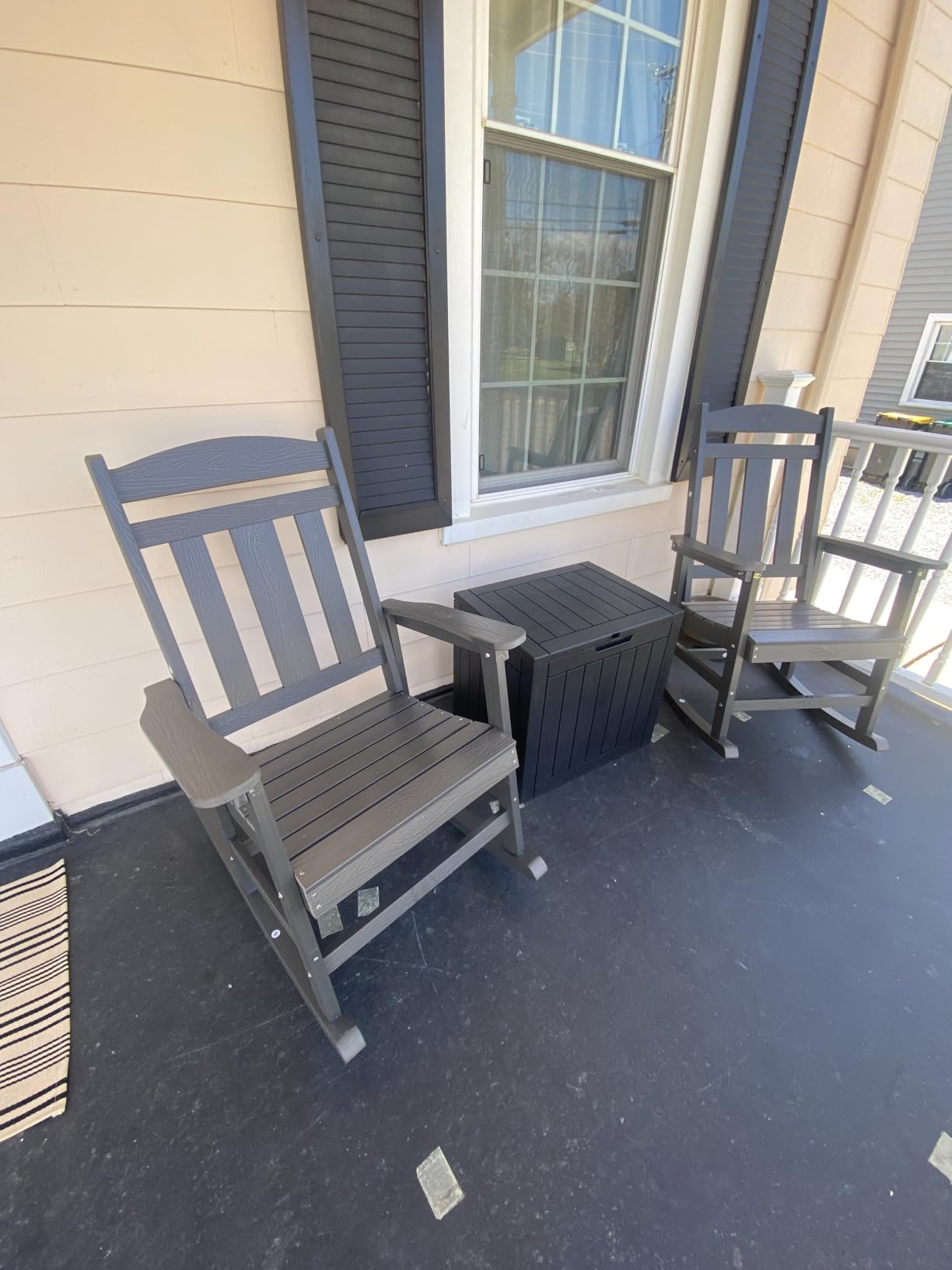 LUE BONA Outdoor Rocking Chairs Set of 2 - Weather Resistant Poly Plastic Rocker customer photo 1