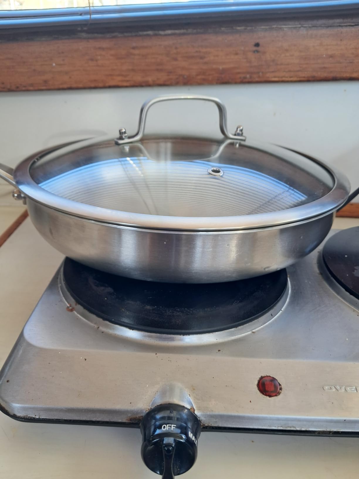 DELARLO Tri-Ply Stainless Steel Pan, 18/10 Frying Pan, Oven Safe Up to 600F, Nontoxic Cookware, Compatible with All Cooktops Skillet, 12 inch Pan with Glass Lids customer photo 1