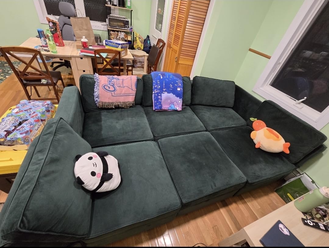 Belffin Modular Sectional Sofa with Ottomans Velvet Reversible Sleeper Sectional Sofa with Chaise Modular Sleeper Sofa Bed with Storage Seat Green customer photo 1