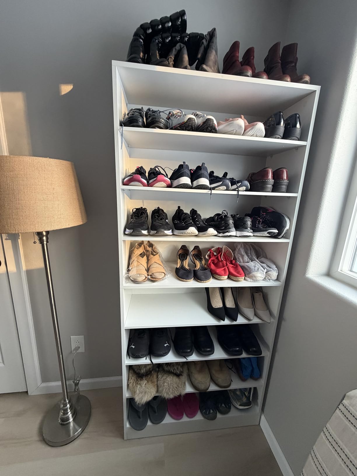Tribesigns Shoe Cabinet, 9 Tiers 40-45 Pairs Heavy Duty Wood Freestanding Shoe Storage Cabinet, 70.8