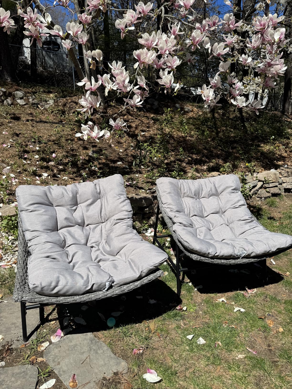 Sophia & William Outdoor Papasan Chairs with Cushion and Frame, Comfy Patio Chairs, Oversized Padded Lounge Chairs Set of 2, 350Ibs Capacity, Indoor & Outdoor Use customer photo 2