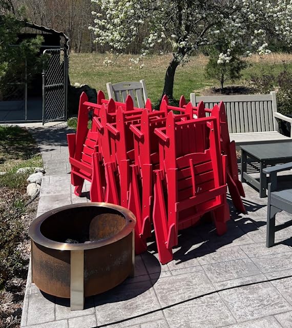 Folding Adirondack Chair, SGS Tested, Wooden Textured with Cup Holder, Heavy All-Weather HDPE Comfortable Set Poolside Backyard Lawn customer photo 2