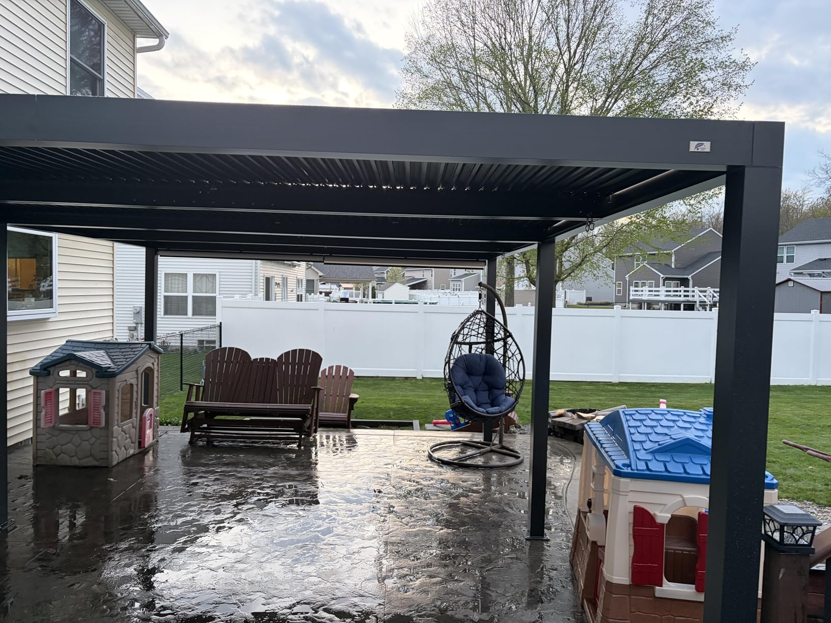 PURPLE LEAF Louvered Pergola 94AS 10' x 14' Outdoor Aluminum Pergola with Adjustable Roof for Deck Backyard Garden Grey Hardtop Gazebo customer photo 1