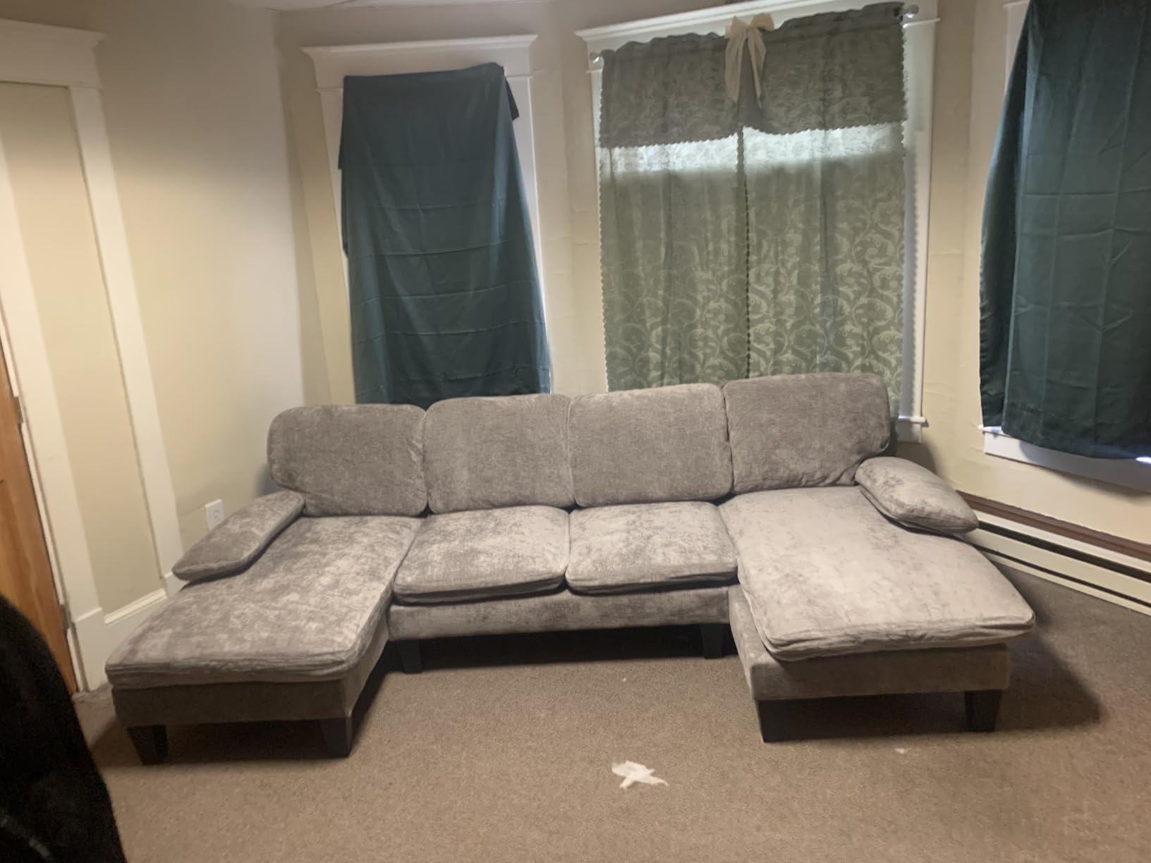 Furniwell Convertible Sectional Sofa Couch, 4 Seat Sofa Set for Living Room U-Shaped Modern Fabric Modular Sofa Sleeper with Double Chaise & Memory Foam (Fabric, Grey) customer photo 1
