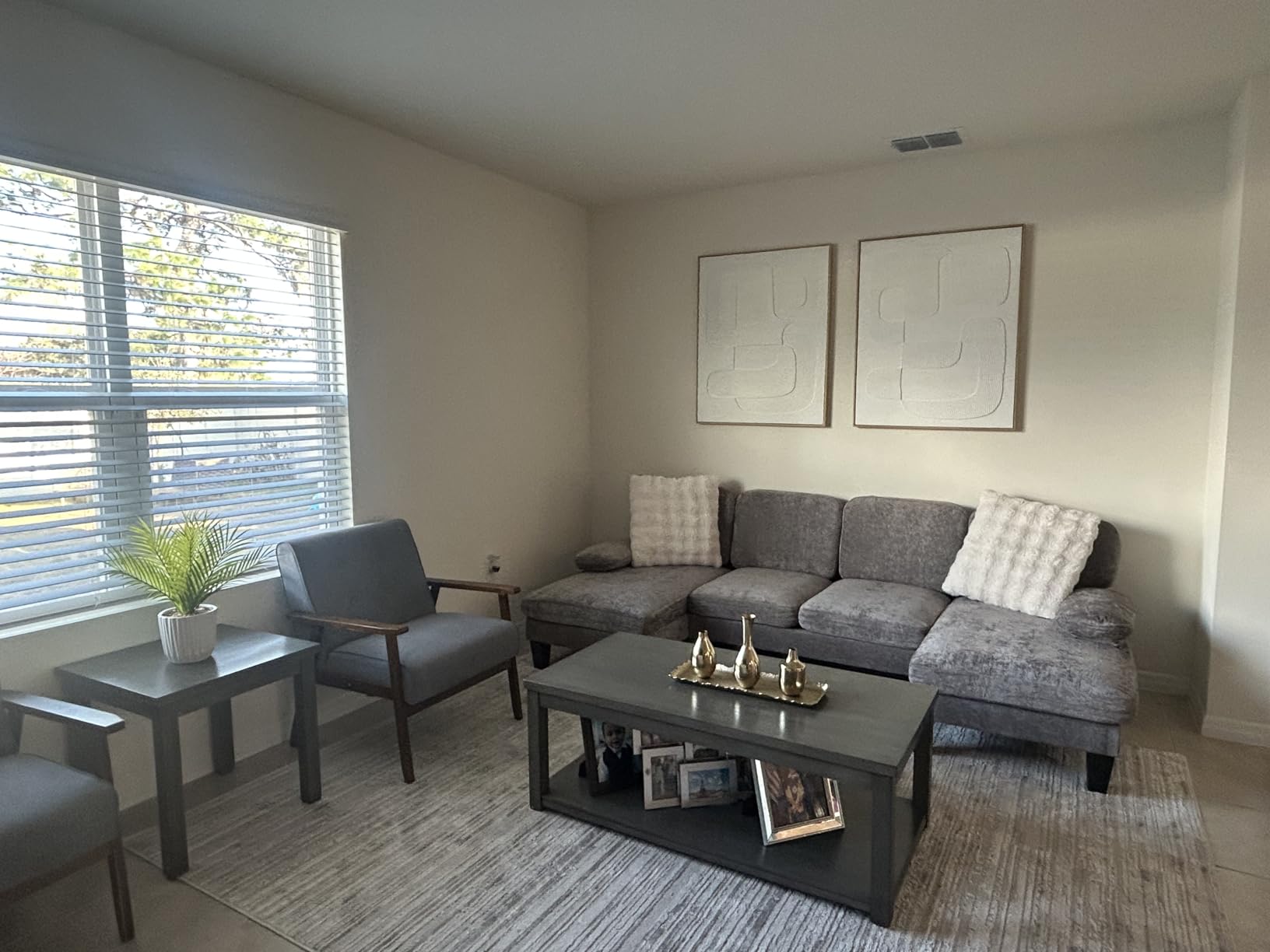 Furniwell Convertible Sectional Sofa Couch, 4 Seat Sofa Set for Living Room U-Shaped Modern Fabric Modular Sofa Sleeper with Double Chaise & Memory Foam (Fabric, Grey) customer photo 2