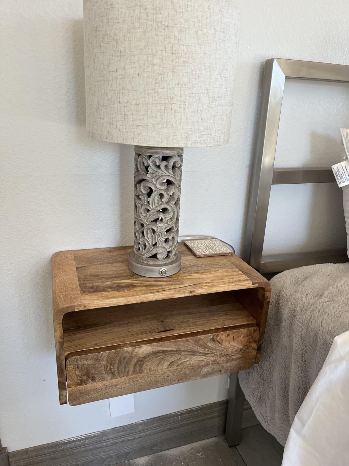 Kate and Laurel Kato Transitional Wood Floating Side Table with Drawer, 18 x 10 x 9, Natural Brown, Modern Wooden Floating Nightstand for Bedroom Bedside Table customer photo 1