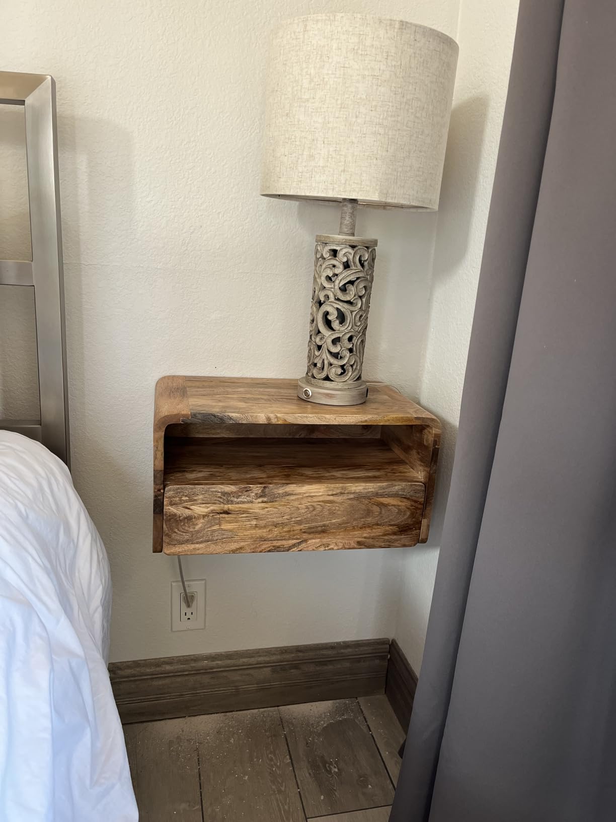 Kate and Laurel Kato Transitional Wood Floating Side Table with Drawer, 18 x 10 x 9, Natural Brown, Modern Wooden Floating Nightstand for Bedroom Bedside Table customer photo 2