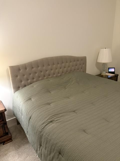 Befurtori King Headboard Only, Upholstered Headboard King Size for Adjustable Bed Linen Tufted Wall Mounted Head Board with Solid Wood Legs, Ivory customer photo 1