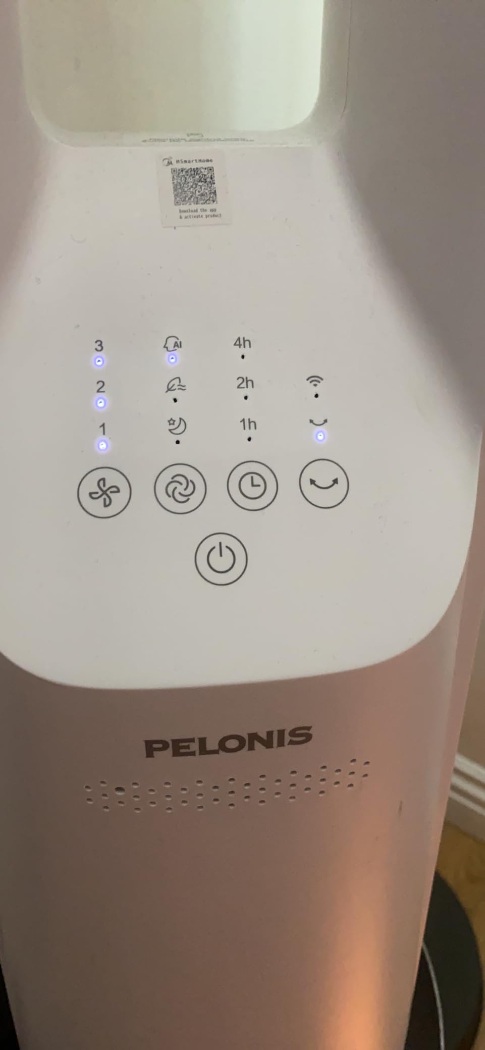 PELONIS Bladeless Tower Fan with 26-33ft Powerful Airflow, Alexa and Google Compatible, 6-Speed Settings, Quiet DC Motor, 120° Oscillation, 7-Hour Timer - Ideal for Bedroom Home Office Use, White customer photo 2