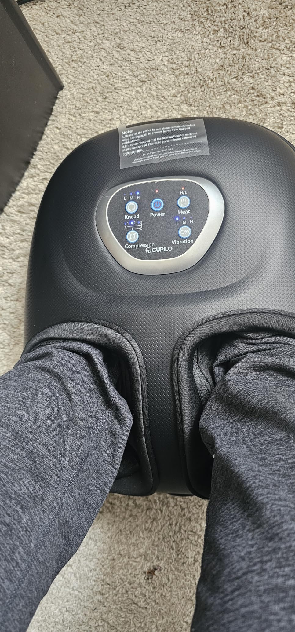 CuPiLo Foot Massager FSA Eligible HSA, 2026 Upgraded, Fathers Day Dad Gifts for Men, Feet Massager with Heat for Plantar Fasciitis Relief, 5 Levels Compression & Vibration Massage for Neuropathy customer photo 1