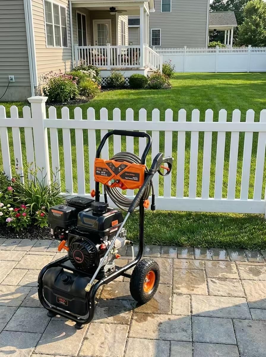 3500PSI Gas Pressure Washer, 2.3GPM Gas Powered High Pressure Washer with 209CC Engine, 4 Adjustable Nozzles, 25 ft High Pressure Hose for Cleaning Walls, Terraces, Vehicles, Garden customer photo 1