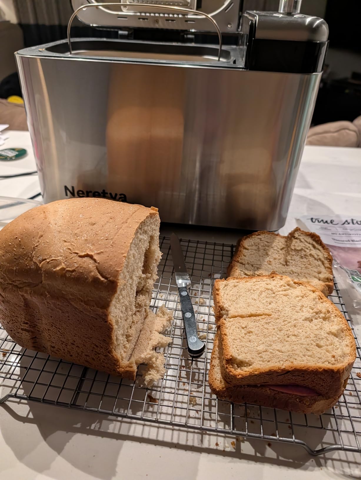 Neretva Bread Maker, 3.3LB Larger Bread Machine 15-in-1 Stainless Steel & Nonstick Ceramic Pan & Auto Nut Dispenser Breadmaker Machines Full Touch Panel with Gluten Free White Wheat Rye French Pizza customer photo 2