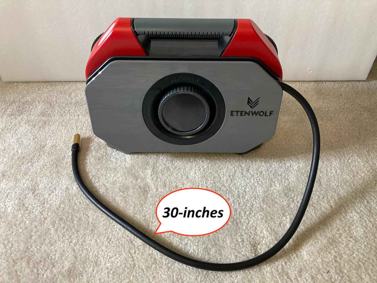 ETENWOLF Vortex S6SE Cordless Tire Inflator Portable Air Compressor, 160 PSI Air Pump with 15600 mAh Battery, 100% Duty Cycle & Dual Cylinder, Air Pump for Heavy-Duty Vehicle, Red customer photo 1