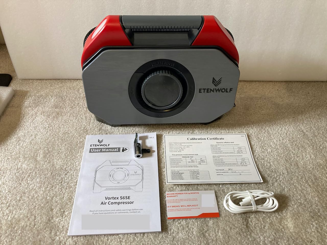 ETENWOLF Vortex S6SE Cordless Tire Inflator Portable Air Compressor, 160 PSI Air Pump with 15600 mAh Battery, 100% Duty Cycle & Dual Cylinder, Air Pump for Heavy-Duty Vehicle, Red customer photo 2