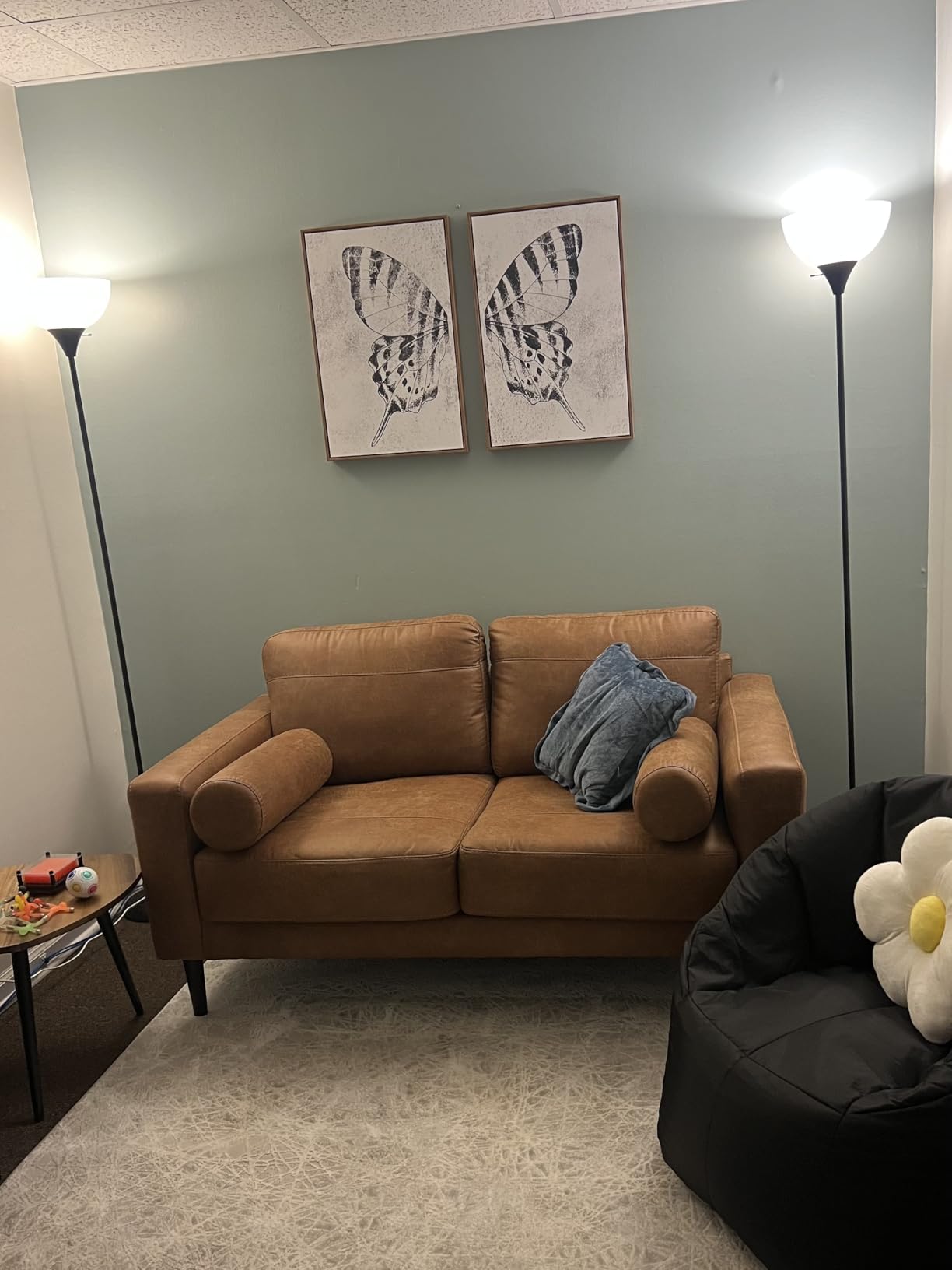 Signature Design by Ashley Telora Modern Faux Leather Loveseat with 2 Bolster Pillows, Dark Brown customer photo 1