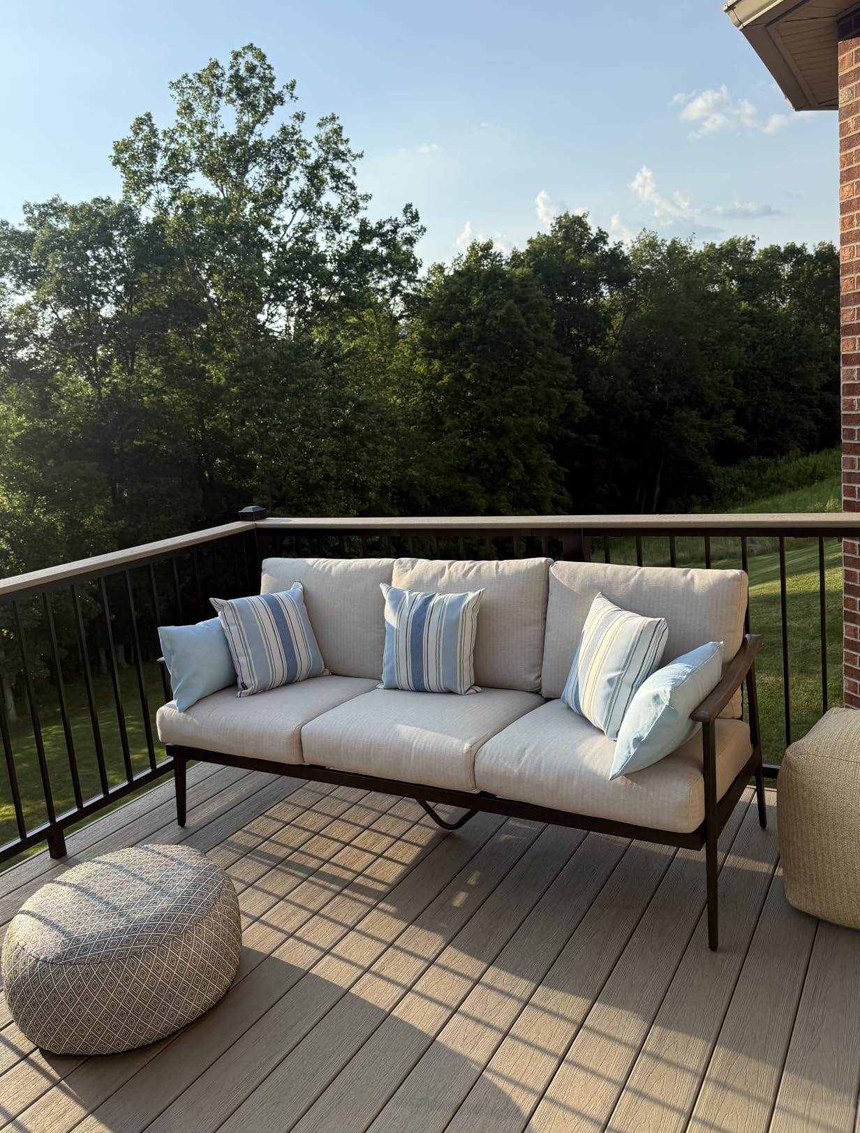 NATURAL EXPRESSIONS Patio Sofa Outdoor Furniture Metal Chair with Wicker Backrest & 6 Inches Cushion for Indoor, Front Porch, Deck, Balcony, Backyard, Sunroom customer photo 2