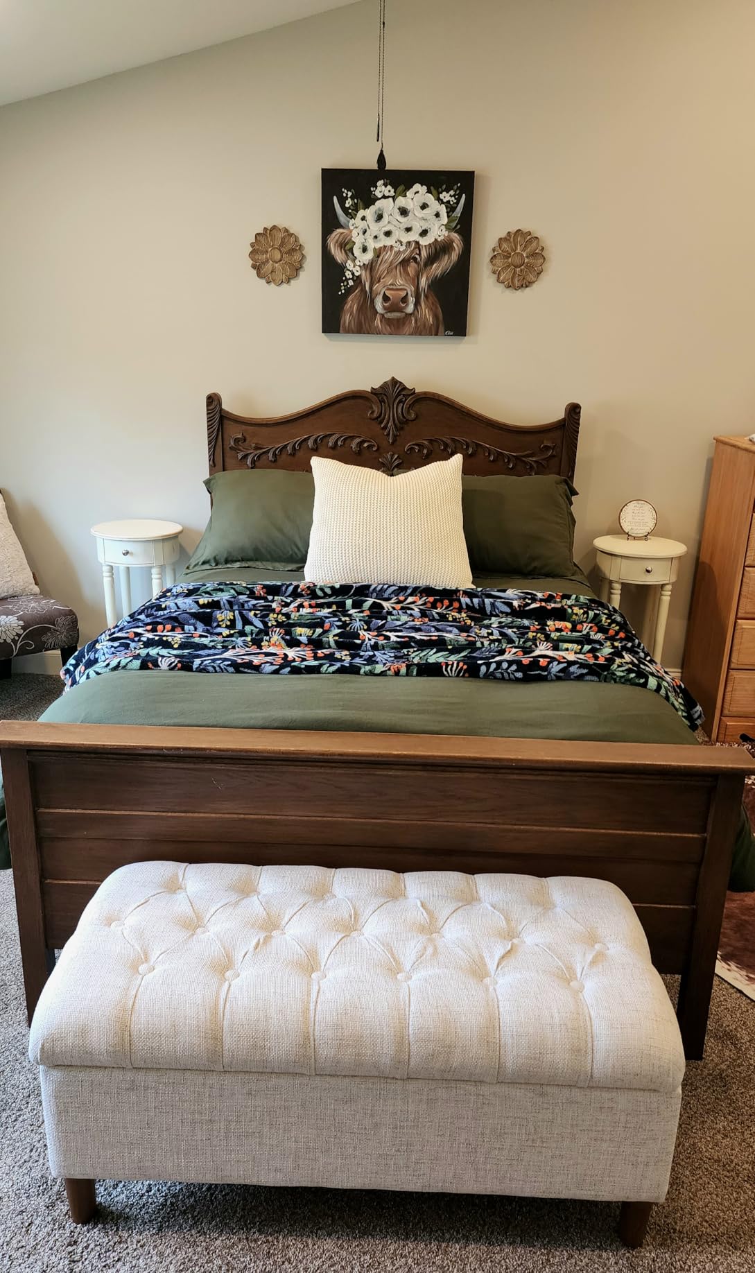 Homepop Home Decor | Tufted Ainsley Button Storage Ottoman Bench with Hinged Lid | Ottoman Bench with Storage for Living Room & Bedroom,Gray Woven customer photo 1