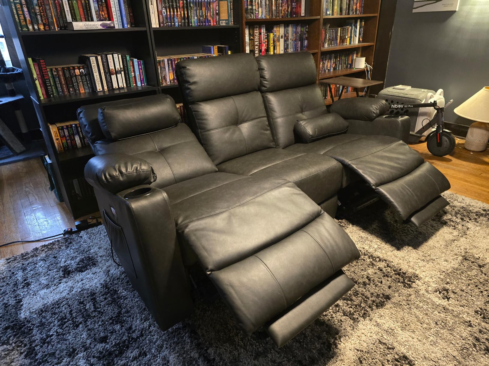 Power Reclining Sofa with Heat and Massage, Electtric Reclining Couch with Extended Footrest, Recliner Sofa 3 Seater with USB Ports, Cup Holders for Living Room, Home Seating customer photo 1
