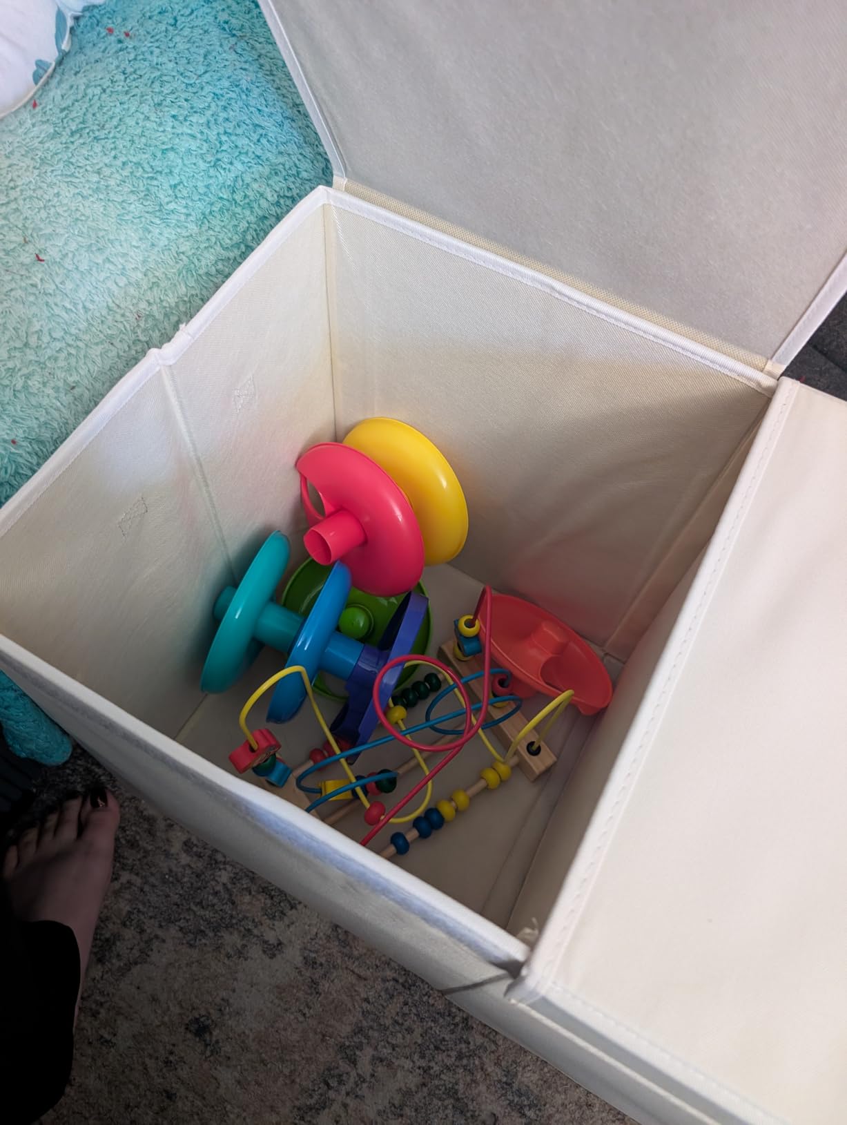 SoftOwl Extra Large Toy Storage Organizer with Lid - Sturdy, Collapsible Toy Chest Storage Box Design - Toys Bin with Dividers for Kids, Nursery, Bedroom, Playroom 37